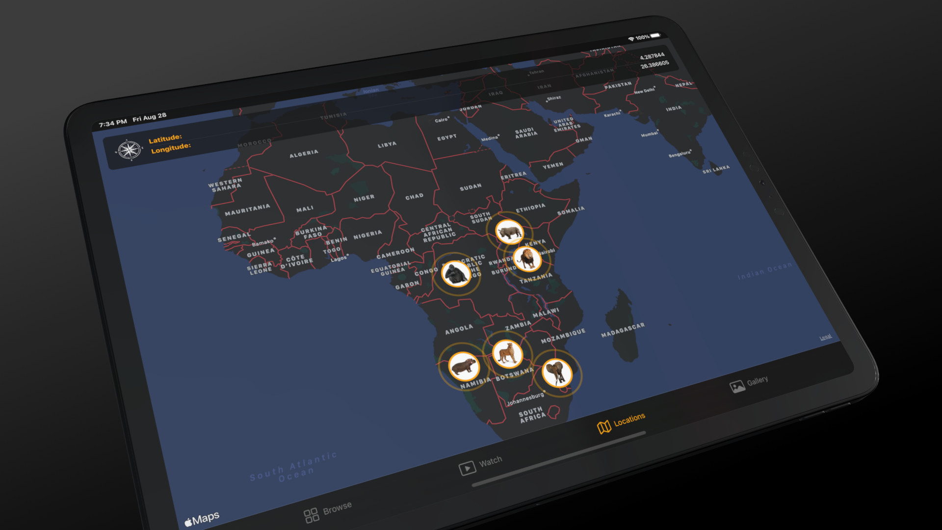 Map in iPad application